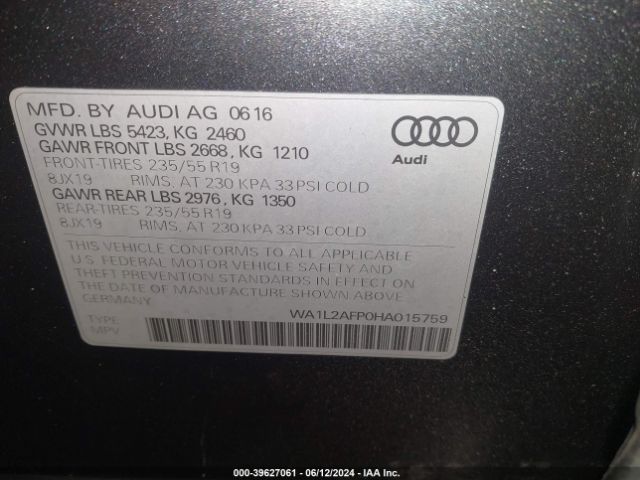 Photo 8 VIN: WA1L2AFP0HA015759 - AUDI Q5 