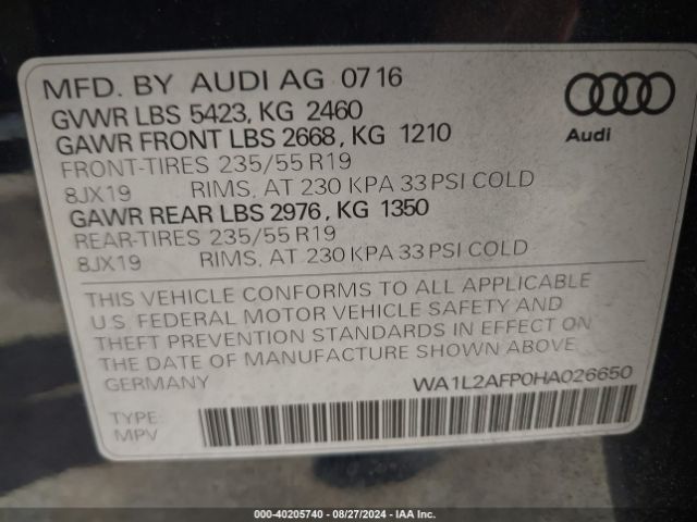 Photo 8 VIN: WA1L2AFP0HA026650 - AUDI Q5 