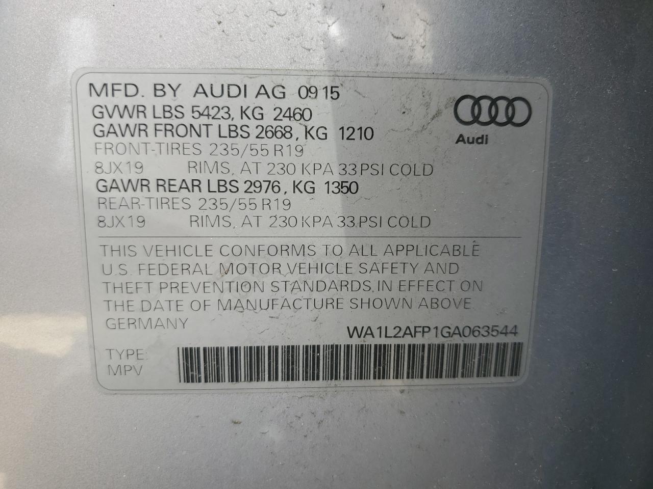 Photo 12 VIN: WA1L2AFP1GA063544 - AUDI Q5 