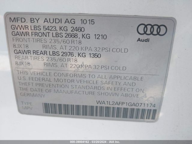 Photo 8 VIN: WA1L2AFP1GA071174 - AUDI Q5 