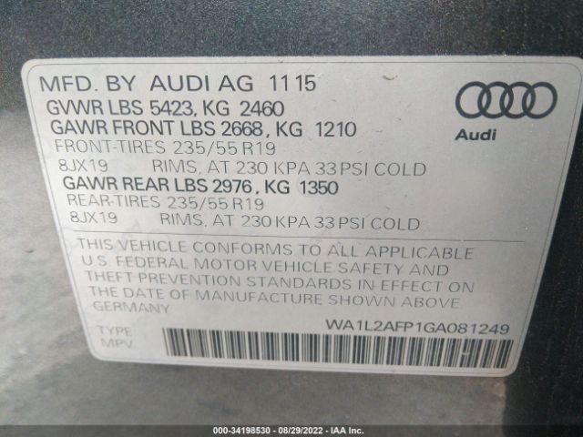 Photo 8 VIN: WA1L2AFP1GA081249 - AUDI Q5 