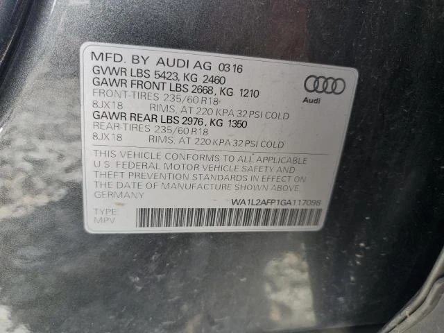 Photo 12 VIN: WA1L2AFP1GA117098 - AUDI Q5 PREMIUM 