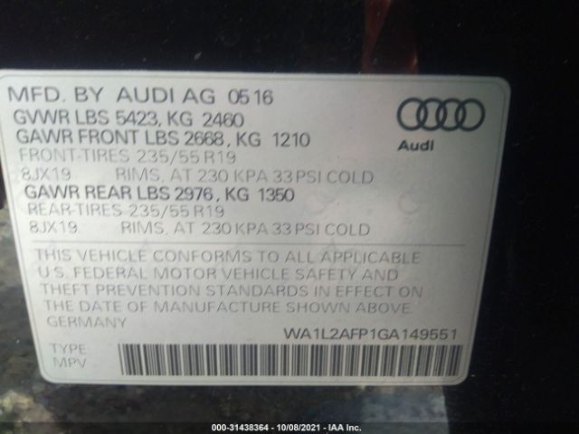 Photo 8 VIN: WA1L2AFP1GA149551 - AUDI Q5 