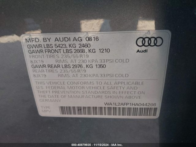 Photo 8 VIN: WA1L2AFP1HA044266 - AUDI Q5 