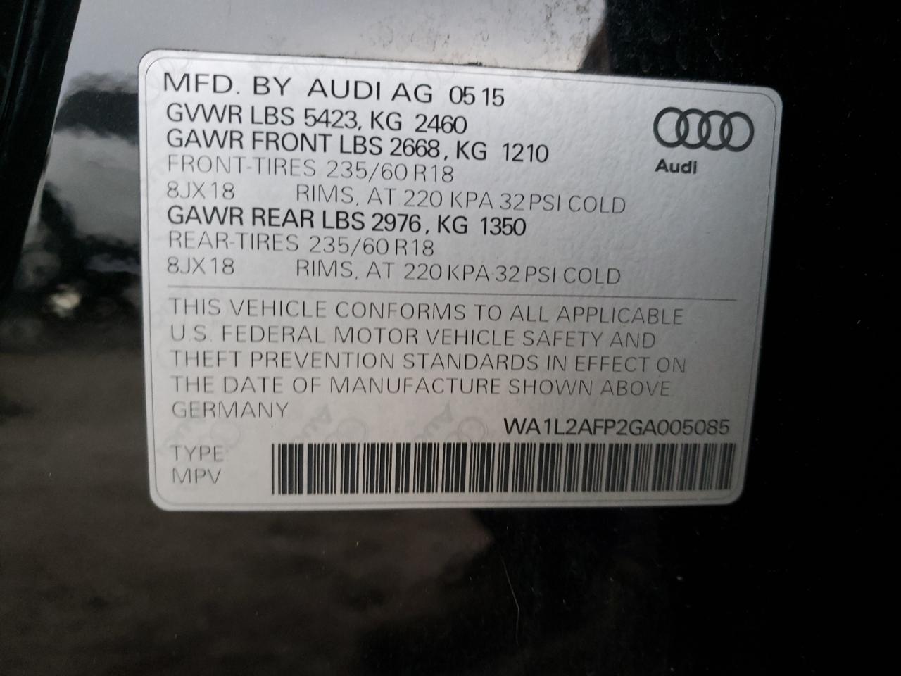 Photo 13 VIN: WA1L2AFP2GA005085 - AUDI Q5 