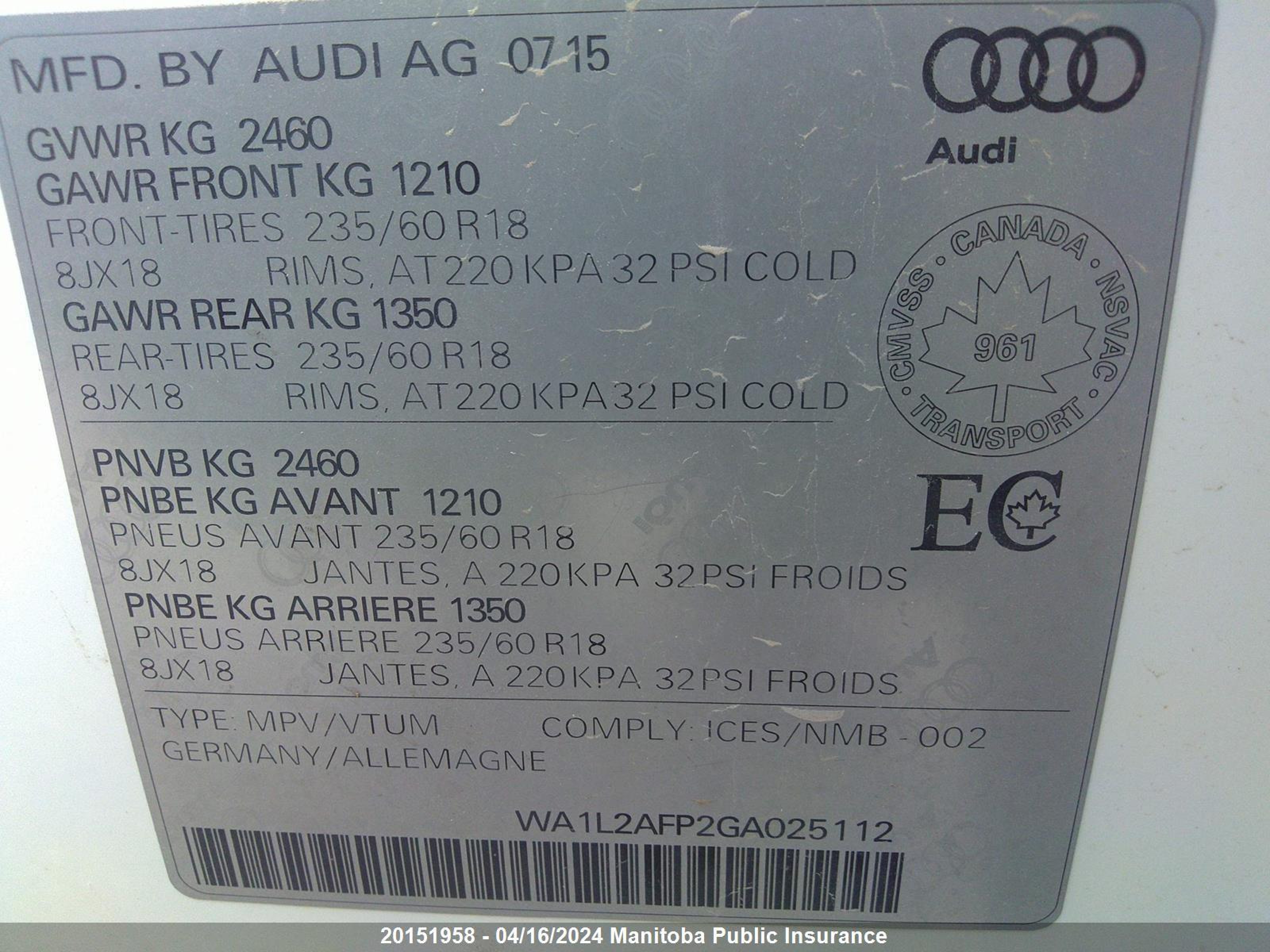 Photo 8 VIN: WA1L2AFP2GA025112 - AUDI Q5 