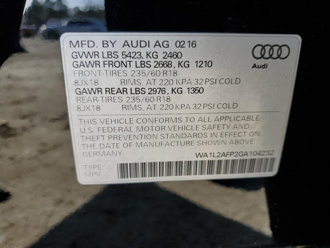 Photo 11 VIN: WA1L2AFP2GA104232 - AUDI Q5 