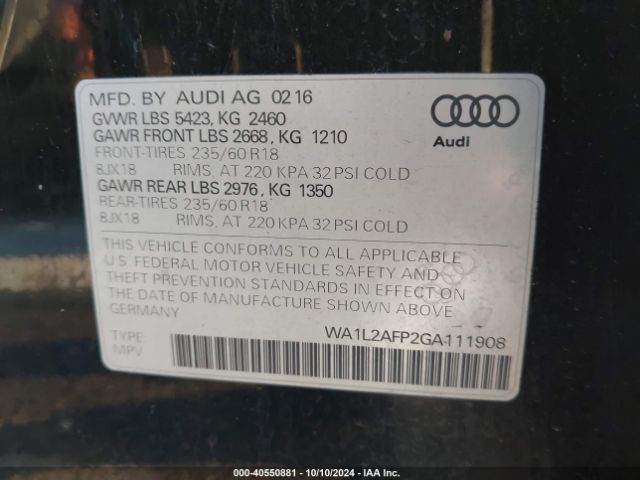 Photo 8 VIN: WA1L2AFP2GA111908 - AUDI Q5 