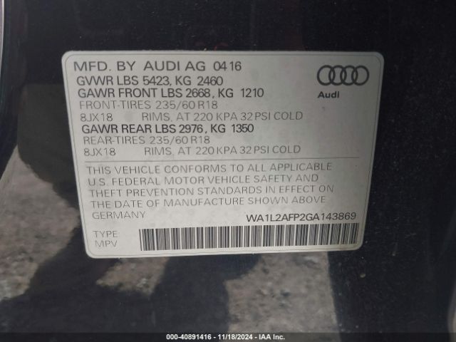 Photo 8 VIN: WA1L2AFP2GA143869 - AUDI Q5 