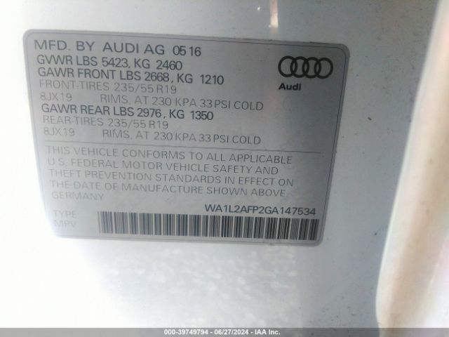 Photo 8 VIN: WA1L2AFP2GA147534 - AUDI Q5 