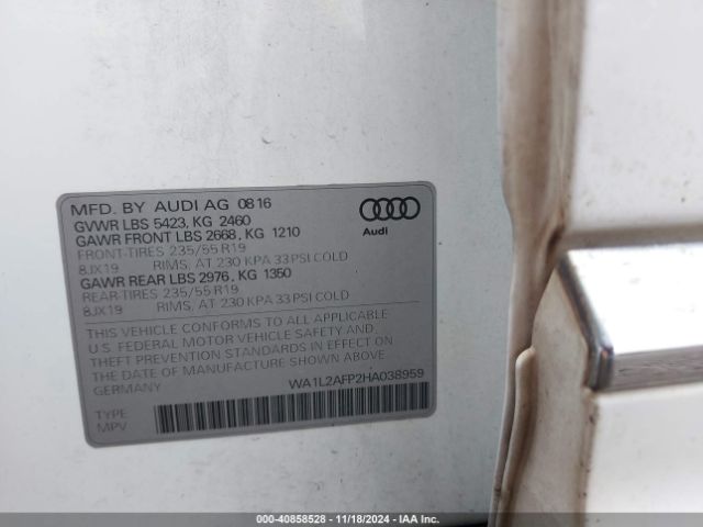 Photo 8 VIN: WA1L2AFP2HA038959 - AUDI Q5 