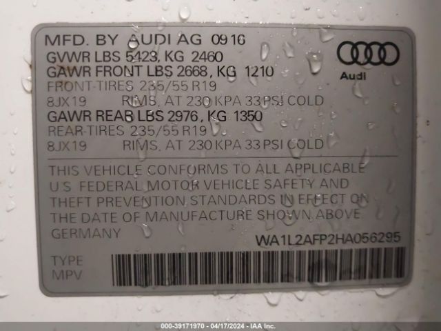 Photo 8 VIN: WA1L2AFP2HA056295 - AUDI Q5 