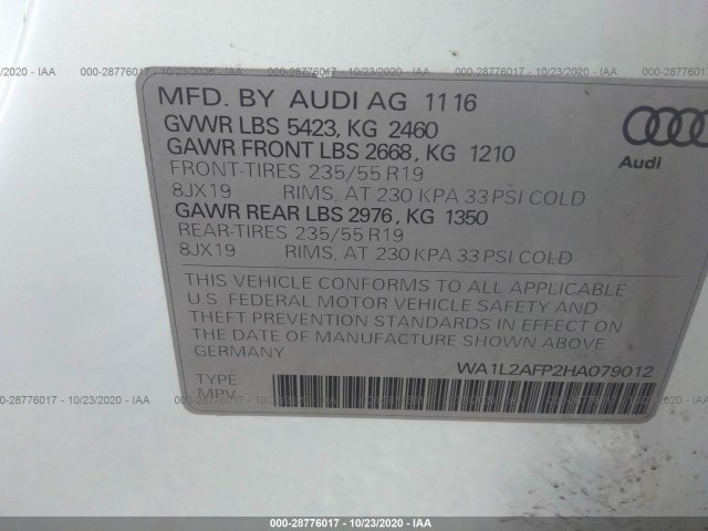 Photo 8 VIN: WA1L2AFP2HA079012 - AUDI Q5 