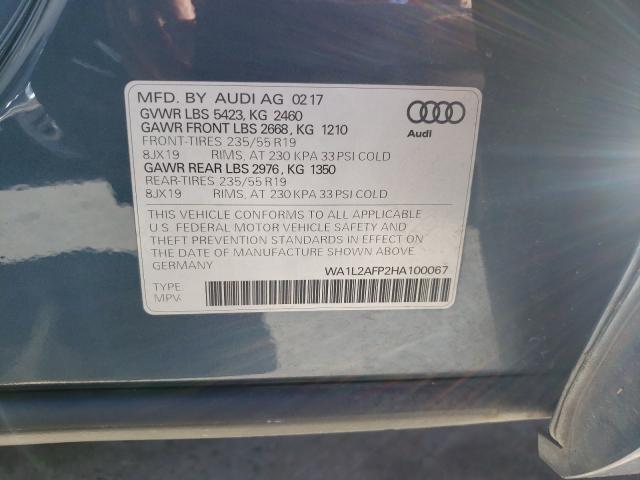 Photo 9 VIN: WA1L2AFP2HA100067 - AUDI Q5 PREMIUM 