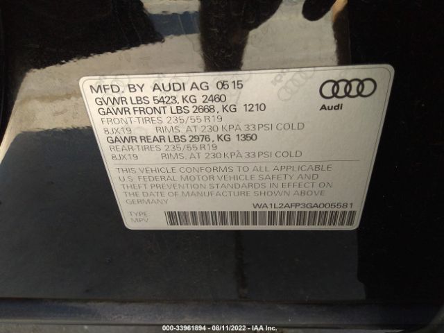 Photo 8 VIN: WA1L2AFP3GA005581 - AUDI Q5 