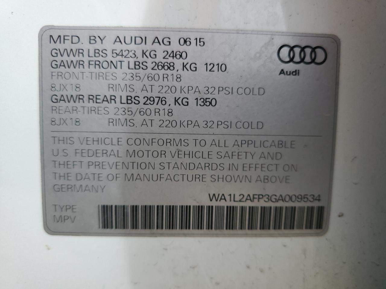 Photo 13 VIN: WA1L2AFP3GA009534 - AUDI Q5 