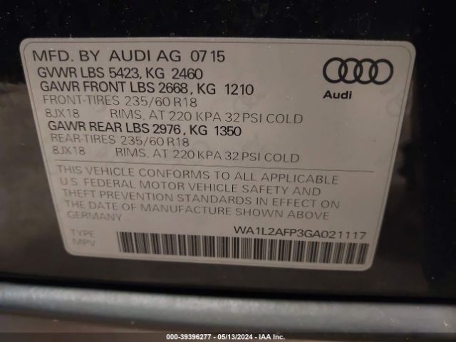 Photo 8 VIN: WA1L2AFP3GA021117 - AUDI Q5 