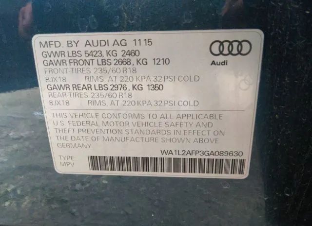 Photo 8 VIN: WA1L2AFP3GA089630 - AUDI Q5 