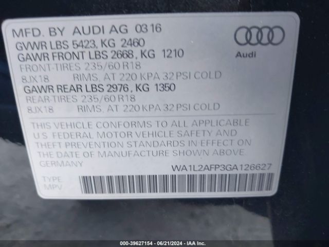 Photo 8 VIN: WA1L2AFP3GA126627 - AUDI Q5 