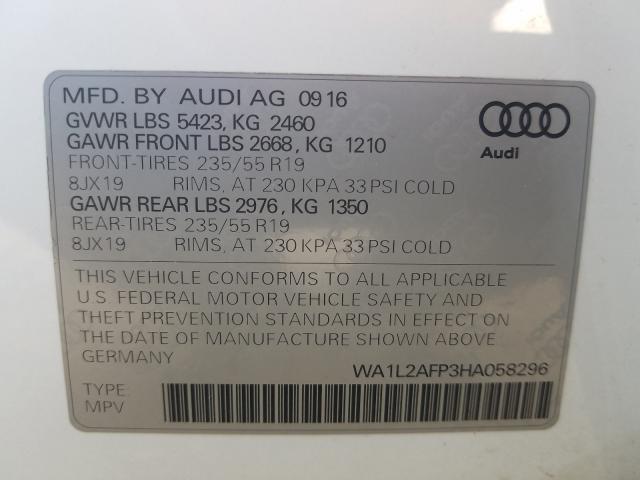 Photo 9 VIN: WA1L2AFP3HA058296 - AUDI Q5 PREMIUM 