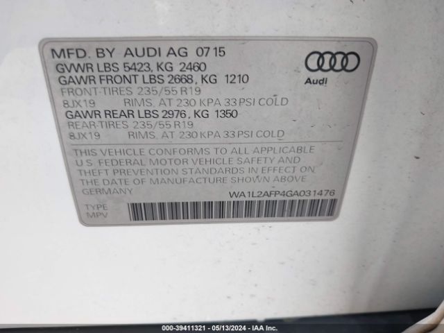 Photo 8 VIN: WA1L2AFP4GA031476 - AUDI Q5 