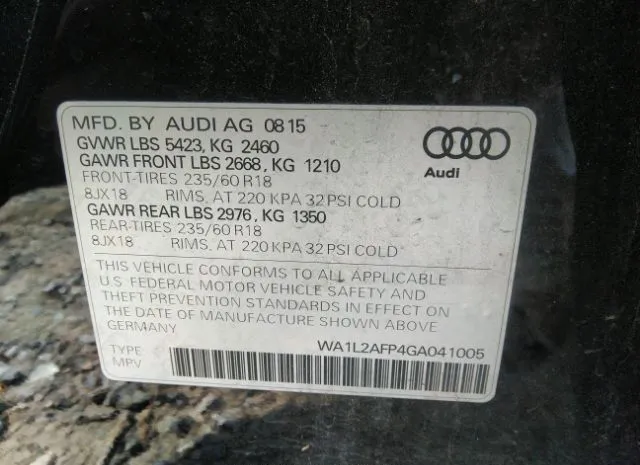 Photo 8 VIN: WA1L2AFP4GA041005 - AUDI Q5 