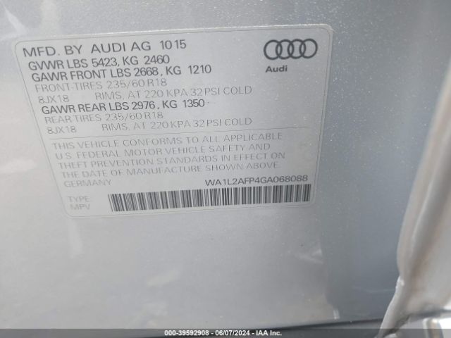 Photo 8 VIN: WA1L2AFP4GA068088 - AUDI Q5 