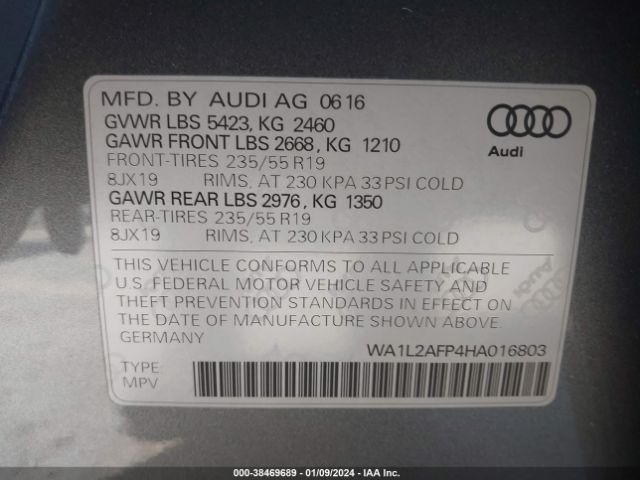 Photo 8 VIN: WA1L2AFP4HA016803 - AUDI Q5 