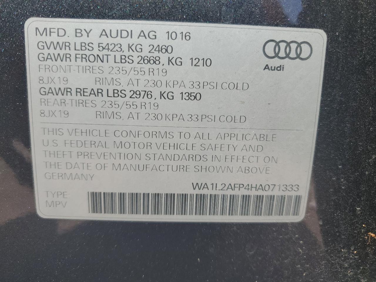 Photo 12 VIN: WA1L2AFP4HA071333 - AUDI Q5 