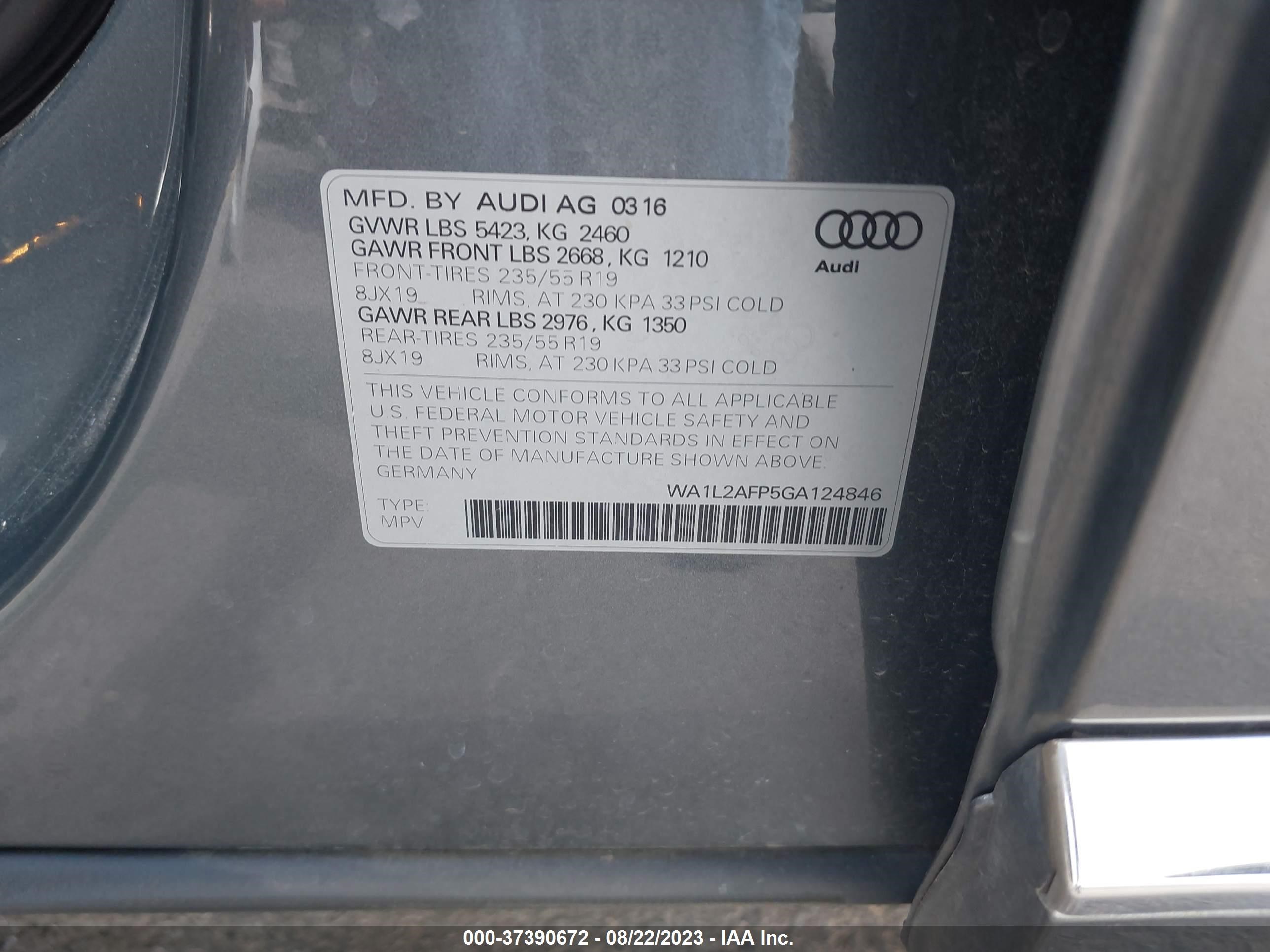 Photo 8 VIN: WA1L2AFP5GA124846 - AUDI Q5 