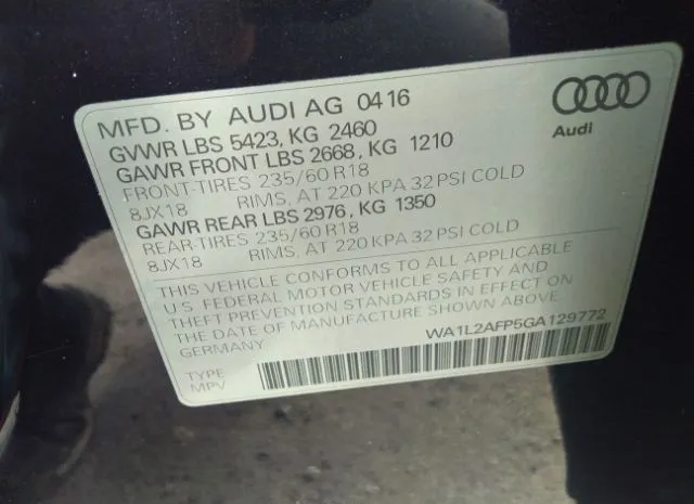 Photo 8 VIN: WA1L2AFP5GA129772 - AUDI Q5 