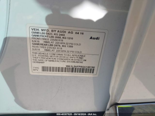 Photo 8 VIN: WA1L2AFP5GA140190 - AUDI Q5 