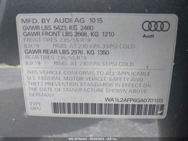 Photo 8 VIN: WA1L2AFP6GA070103 - AUDI Q5 