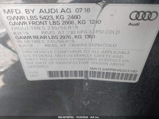 Photo 8 VIN: WA1L2AFP6HA023140 - AUDI Q5 