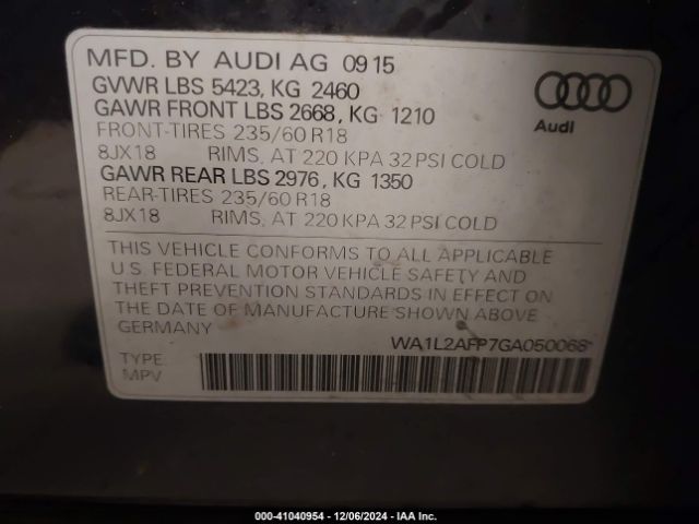 Photo 8 VIN: WA1L2AFP7GA050068 - AUDI Q5 