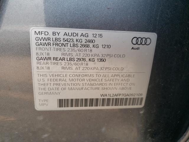 Photo 9 VIN: WA1L2AFP7GA092109 - AUDI Q5 PREMIUM 