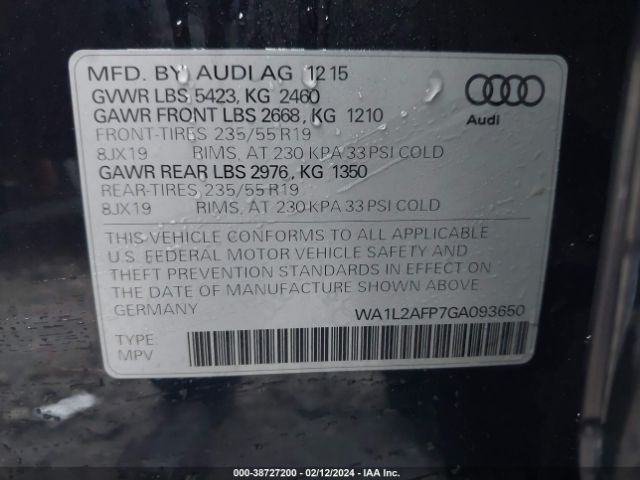 Photo 8 VIN: WA1L2AFP7GA093650 - AUDI Q5 