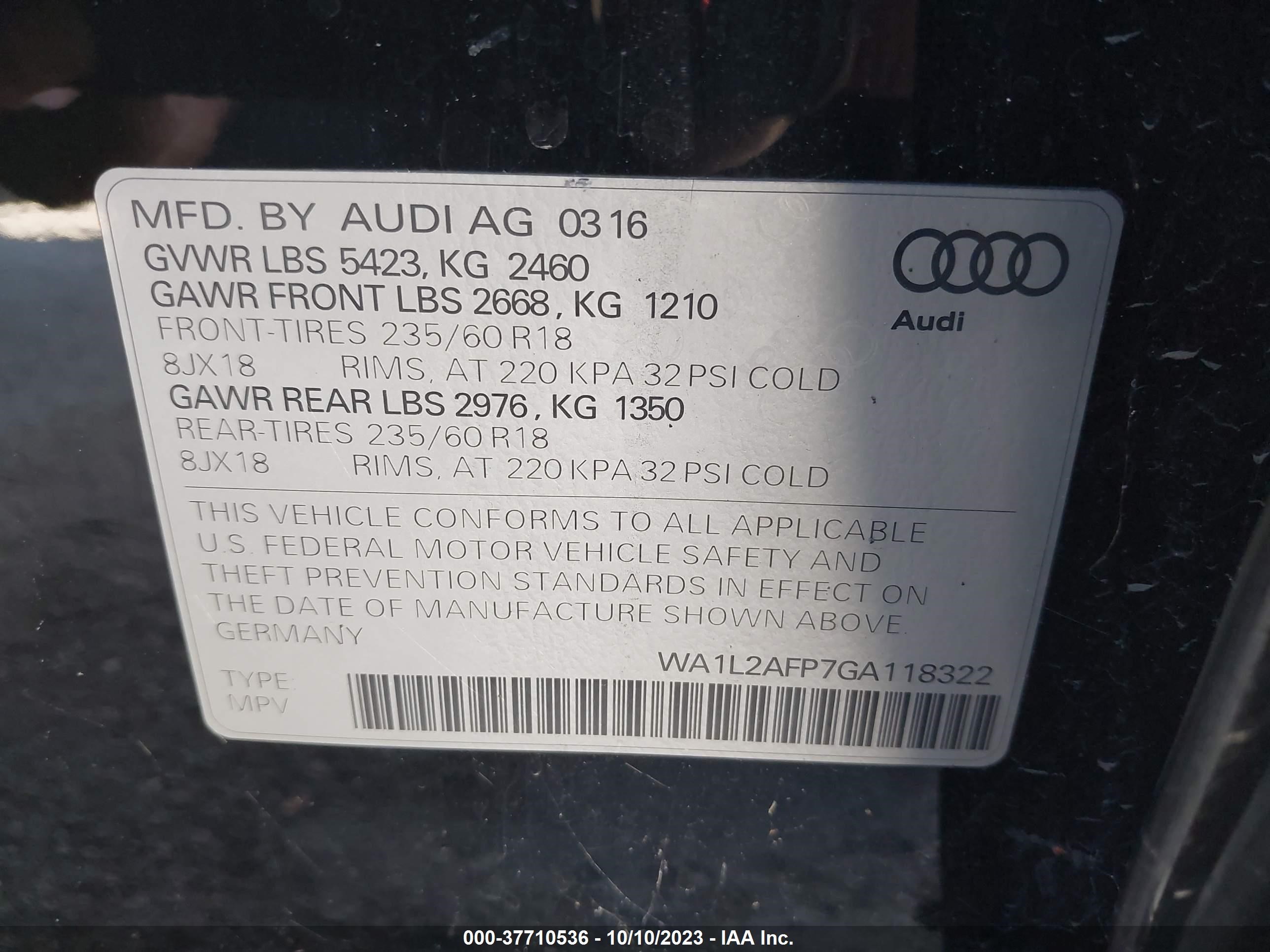 Photo 8 VIN: WA1L2AFP7GA118322 - AUDI Q5 