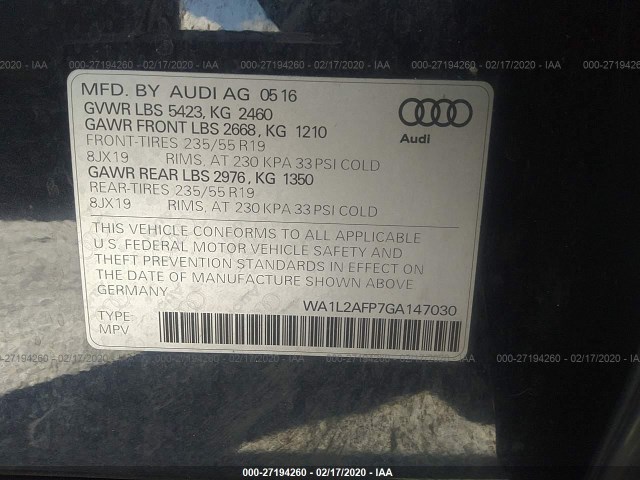 Photo 8 VIN: WA1L2AFP7GA147030 - AUDI Q5 