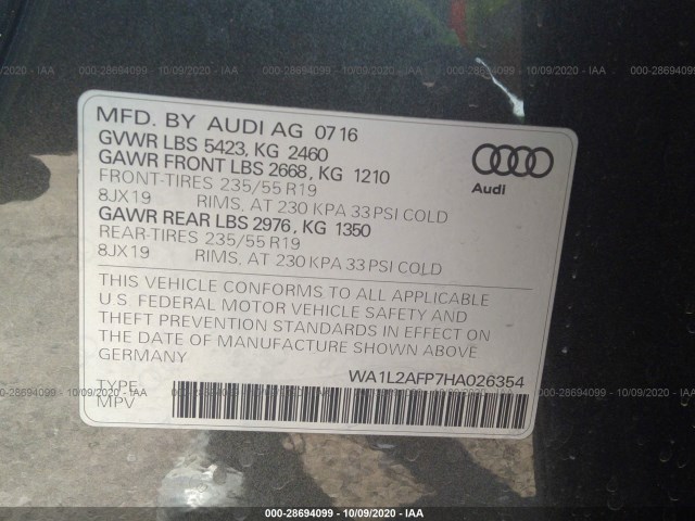 Photo 8 VIN: WA1L2AFP7HA026354 - AUDI Q5 