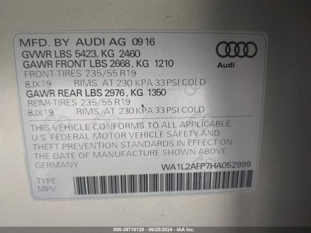 Photo 8 VIN: WA1L2AFP7HA052999 - AUDI Q5 