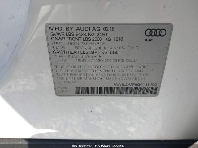 Photo 8 VIN: WA1L2AFP8GA113100 - AUDI Q5 