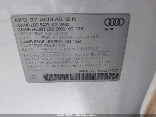 Photo 8 VIN: WA1L2AFP8HA017727 - AUDI Q5 