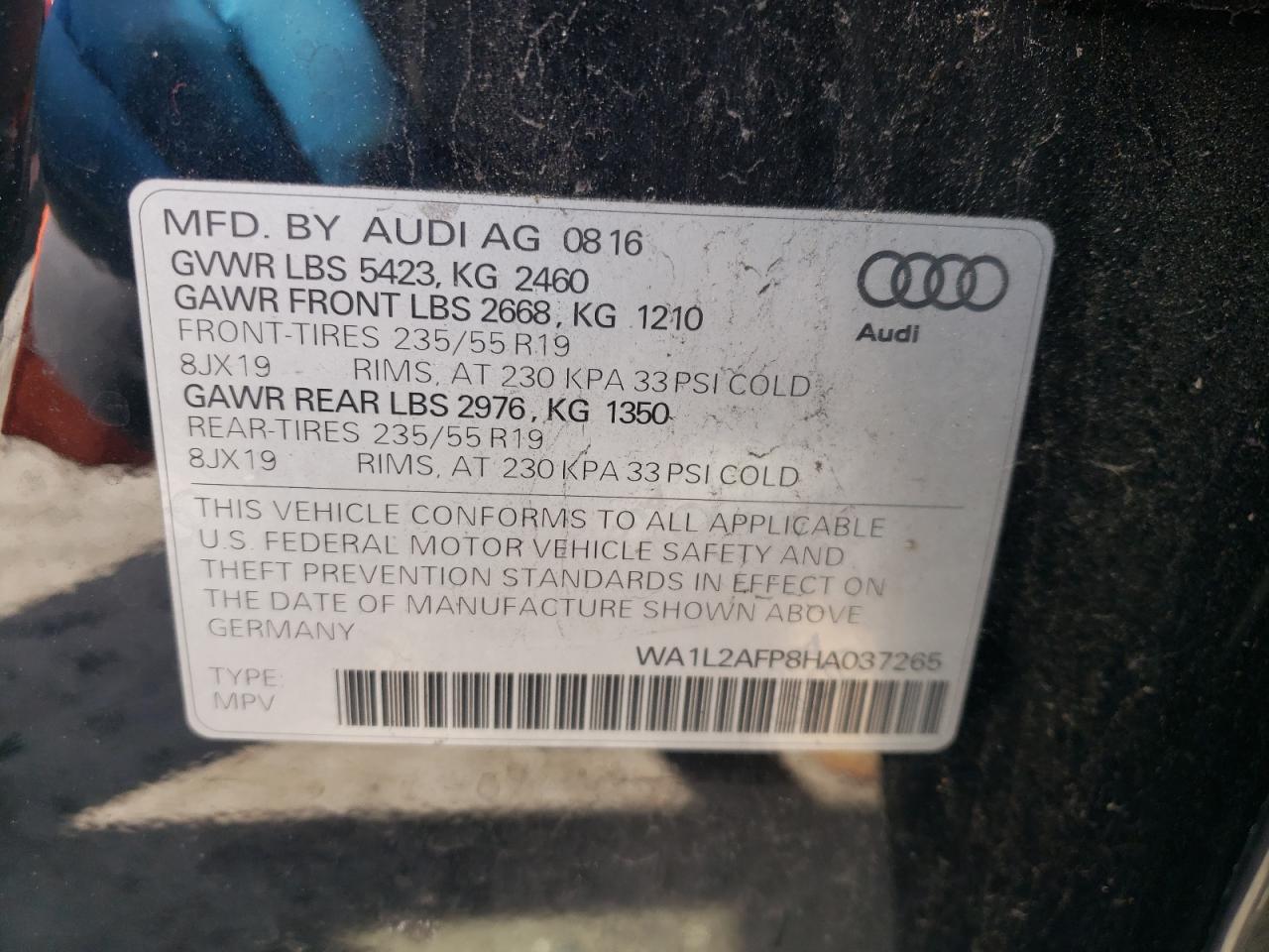 Photo 11 VIN: WA1L2AFP8HA037265 - AUDI Q5 