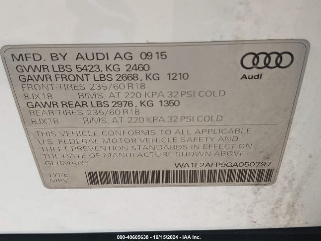 Photo 8 VIN: WA1L2AFP9GA050797 - AUDI Q5 