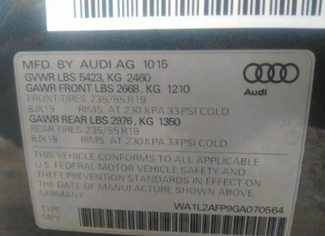 Photo 8 VIN: WA1L2AFP9GA070564 - AUDI Q5 