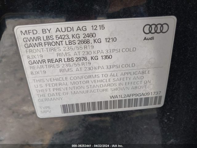 Photo 8 VIN: WA1L2AFP9GA091737 - AUDI Q5 