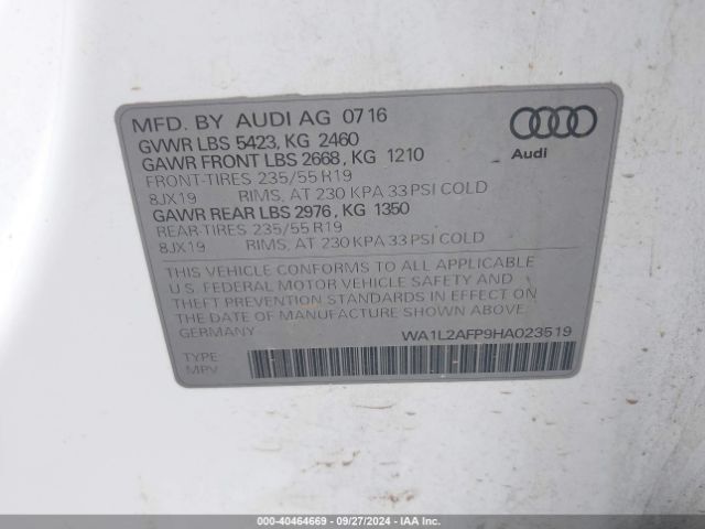 Photo 8 VIN: WA1L2AFP9HA023519 - AUDI Q5 