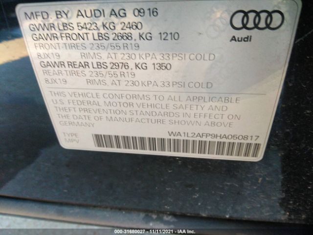 Photo 8 VIN: WA1L2AFP9HA050817 - AUDI Q5 