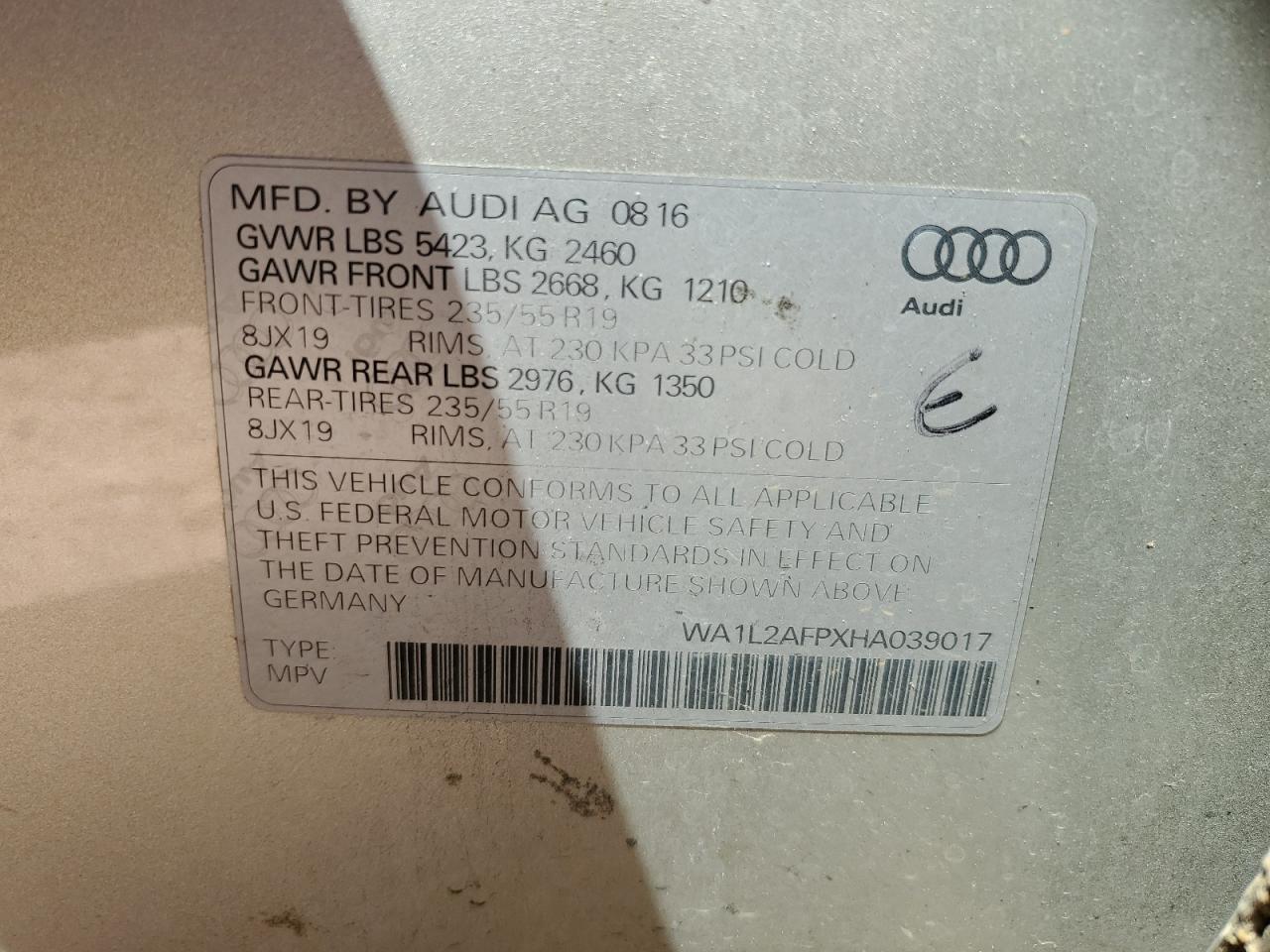 Photo 12 VIN: WA1L2AFPXHA039017 - AUDI Q5 